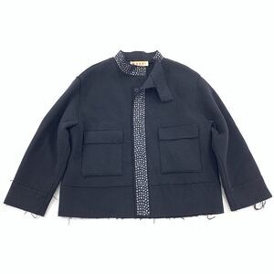 Marni Rhinestone Wool Coat Size 40 IT 4 Womens Solid Black Luxury Short